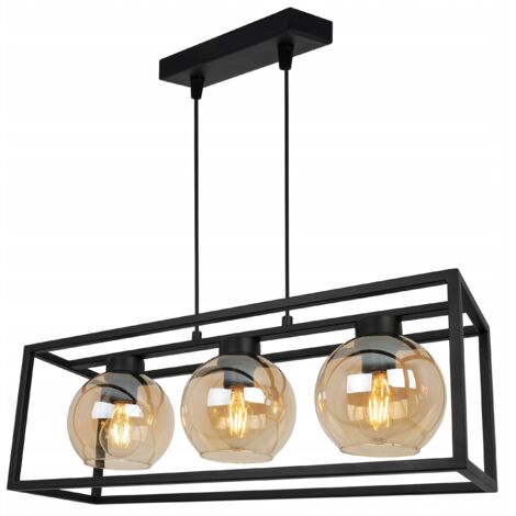 LAMPE SUSPENDU CAGE ÉLÉGANTE BOULE DE VERRE MIEL