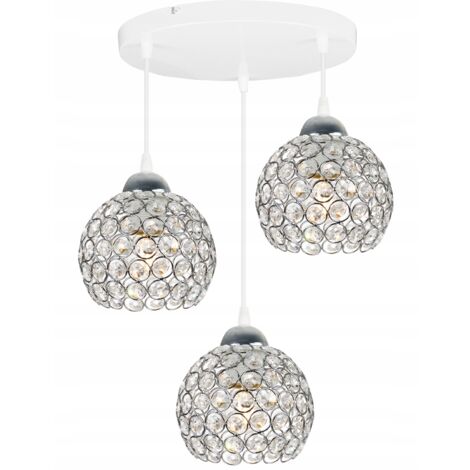 LAMPE SUSPENDU CHROMÉE LUSTRE PLAFONNIER LED CRISTAUX