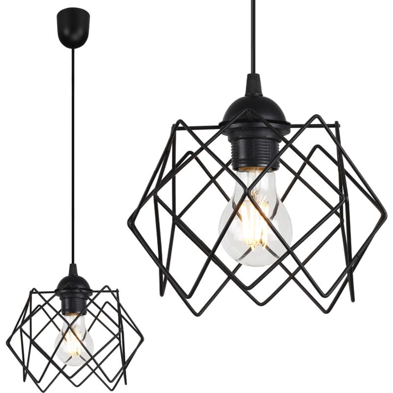 Lampe Suspendu Cloche Stella 1 Plaque Abat-Jour Noir E27