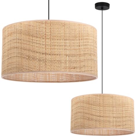 LAMPE SUSPENDU EN ROTIN NOIR 1 PLAQUE ABAT-JOUR EN ROTIN 40CM