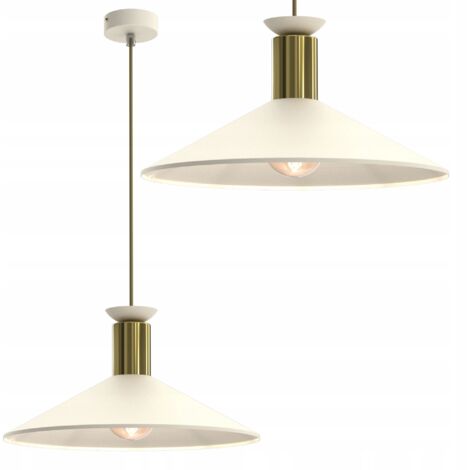 LAMPE SUSPENDU GRANDE LAMPE E27 BEIGE MÉTAL DORÉ LAMPE LED POLONAISE