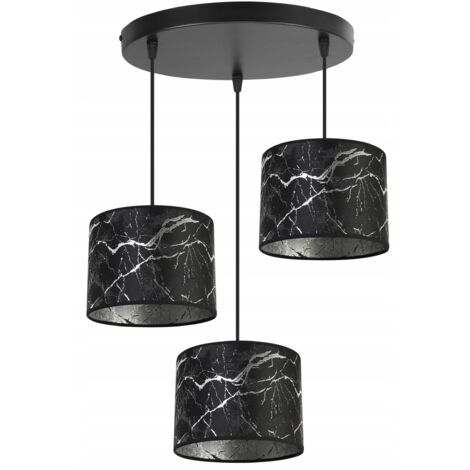 LAMPE SUSPENDU LUSTRE PLAFOND ABAT-JOUR MOTIF ARGENT