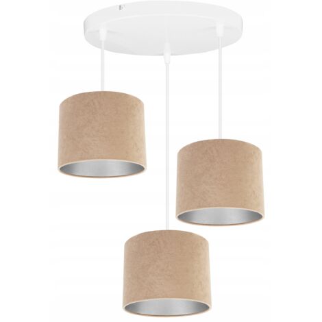 LAMPE SUSPENDU PLAFOND LUSTRE ABAT-JOUR CHROME VELOURS