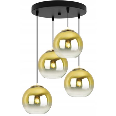 LAMPE SUSPENDU PLAFOND LUSTRE ABAT-JOUR DORÉ 15 CM