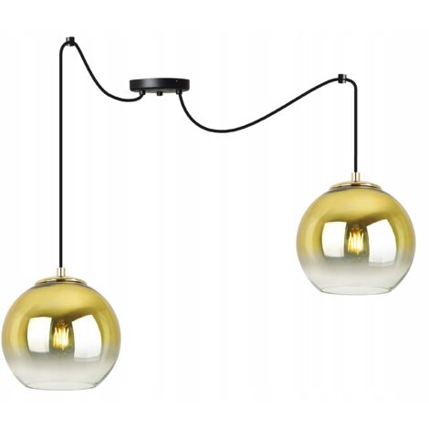 LAMPE SUSPENDU PLAFOND LUSTRE ABAT-JOUR DORÉ 15 CM