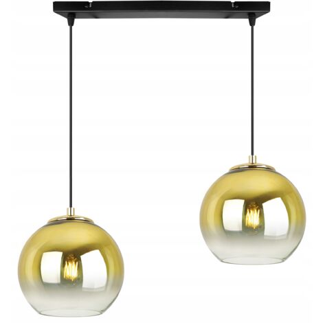 LAMPE SUSPENDU PLAFOND LUSTRE ABAT-JOUR DORÉ 15 CM