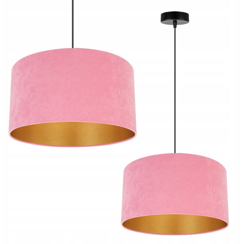 Lampe Suspendu Plafond Lustre Abat-Jour Doré Velours