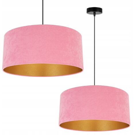 LAMPE SUSPENDU PLAFOND LUSTRE ABAT-JOUR DORÉ VELOURS