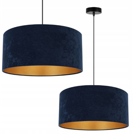 LAMPE SUSPENDU PLAFOND LUSTRE ABAT-JOUR DORÉ VELOURS
