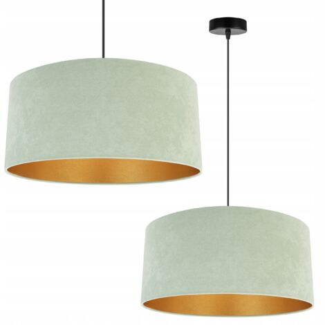 LAMPE SUSPENDU PLAFOND LUSTRE ABAT-JOUR DORÉ VELOURS