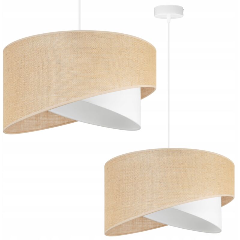 Lampe Suspendu Plafond Lustre Abat-Jour Jute Blanc