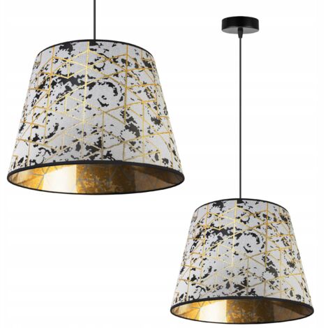LAMPE SUSPENDU PLAFOND LUSTRE ABAT-JOUR MOTIF DORÉ