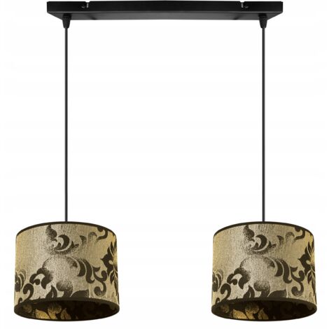 LAMPE SUSPENDU PLAFOND LUSTRE ABAT-JOUR MOTIF DORÉ