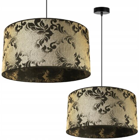 LAMPE SUSPENDU PLAFOND LUSTRE ABAT-JOUR MOTIF DORÉ