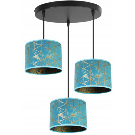 LAMPE SUSPENDU PLAFOND LUSTRE ABAT-JOUR MOTIF OR