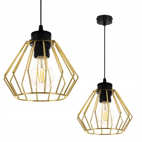 LAMPE SUSPENDU PLAFOND LUSTRE DORÉ LED PLAFON