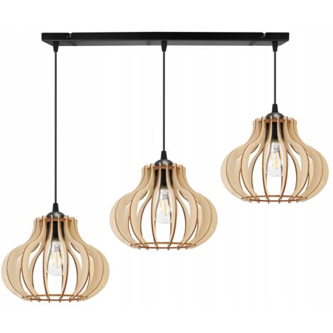 LAMPE SUSPENDU PLAFOND LUSTRE LAMPE EN BOIS ...