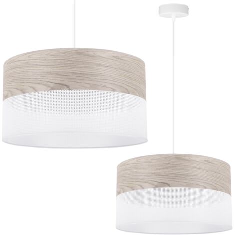 LAMPE SUSPENDU SIMPLE ABAT-JOUR PLACAGE CHÊNE BLANCHI 40CM