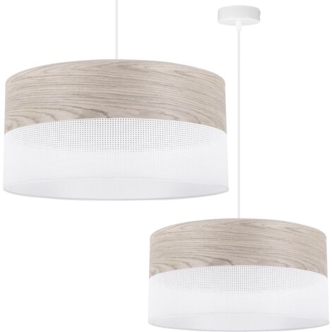 LAMPE SUSPENDU SIMPLE ABAT-JOUR PLACAGE CHÊNE BLANCHI 44CM