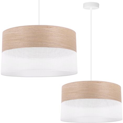 LAMPE SUSPENDU SIMPLE ABAT-JOUR PLACAGE CHÊNE CLASSIQUE 40CM