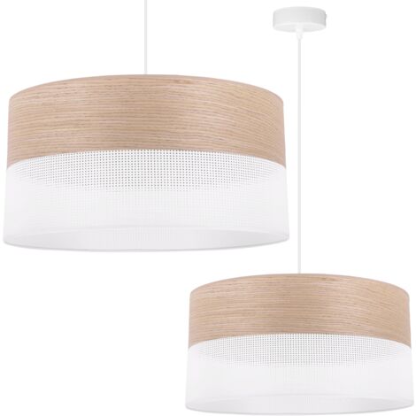LAMPE SUSPENDU SIMPLE ABAT-JOUR PLACAGE CHÊNE CLASSIQUE 44CM