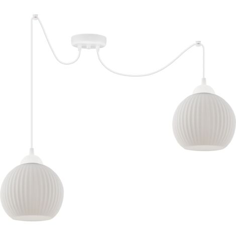 LAMPE SUSPENDU SPIDER RIFFLE BLANC 2 FLASH LAMPE BLANCHE BOULE E27