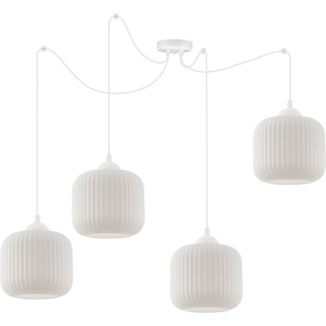 LAMPE SUSPENDU SPIDER RIFFLE BLANC 4 FLASH LAMPE BLANC CYLINDRE E27