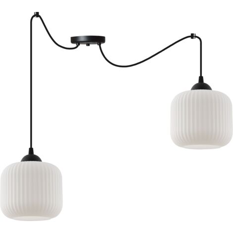 LAMPE SUSPENDU SPIDER RIFFLE NOIRE 2 FLASH LAMPE BLANC CYLINDRE E27