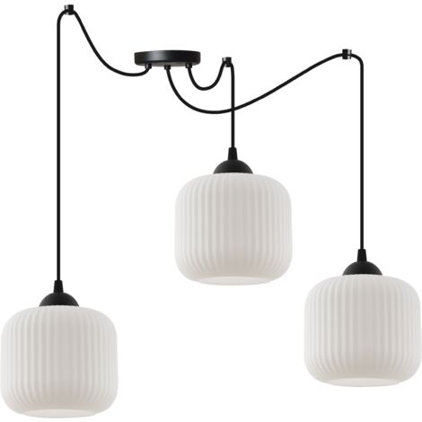 LAMPE SUSPENDU SPIDER RIFFLE NOIRE 3 FLASH LAMPE BLANC CYLINDRE E27