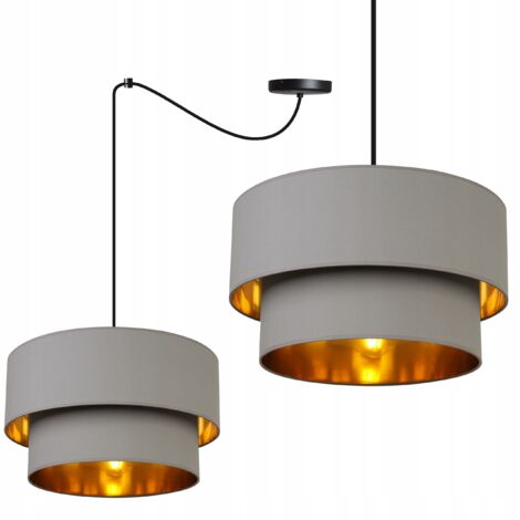 LAMPE SUSPENDU UNIQUE EN FORME D'ARAIGNÉE, ABAT-JOUR DORÉ AU MILIEU