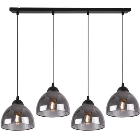 LAMPE SUSPENDU VENICE 4 ABAT-JOUR PLATS EN GRAPHITE E27 E27