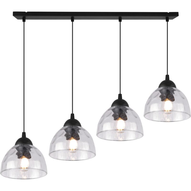 Lampe Suspendu Venice 4 Abat-Jour Plats Transparents E27