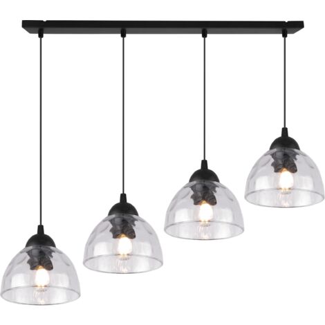 LAMPE SUSPENDU VENICE 4 ABAT-JOUR PLATS TRANSPARENTS E27