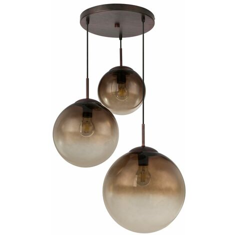 Lampe suspendue 3 boules verre marron salon salle à manger éclairage lampe spot Globo 15865-3