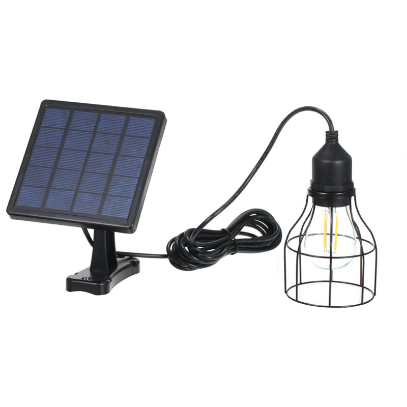 Lampe suspendue à énergie solaire E27, lampe d'extérieur, lumière sensible, résistance à l'eau IP65, pour jardin, cour, patio, balcon, paysage