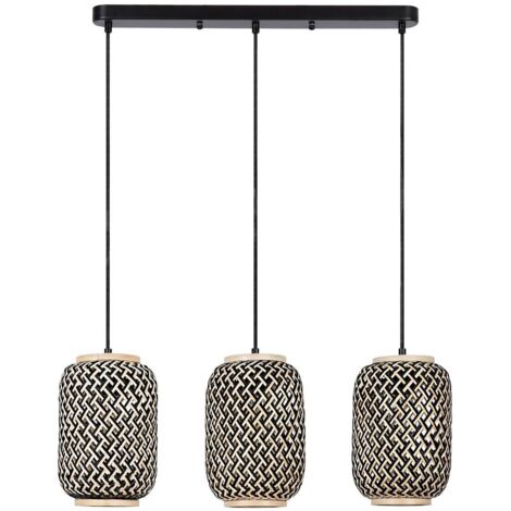 Lampe suspendue Adalla Metal Matt Black Redan Multicolore E27 3 X Max.40W L: 57,5 cm B: 26cm H: 170cm Ø17cm Dimmable