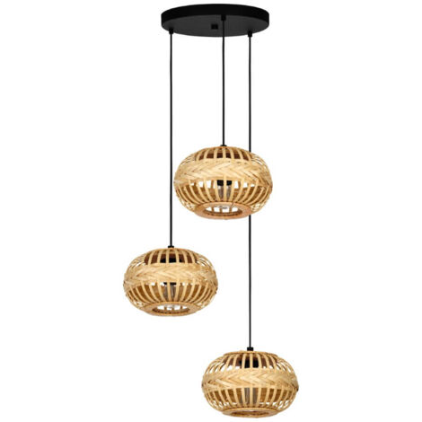 Lampe suspendue Amsfield 1 Steel Schwarz E27 3x40w H: 110cm Ø48 cm Dimmable