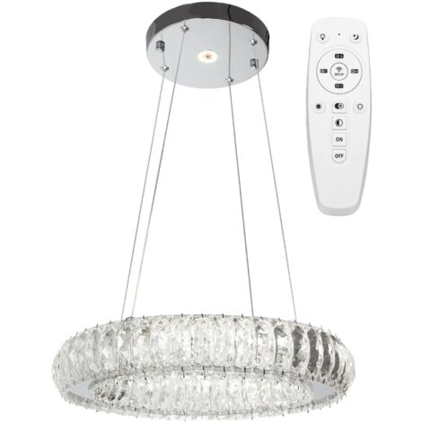 LAMPE SUSPENDUE APP1040-CP CRISTAL LED + TÉLÉCOMMANDE RONDE 2-POINTS DE LUMIÈRE 40W 39X39X6,5-85CM REGLABLE
