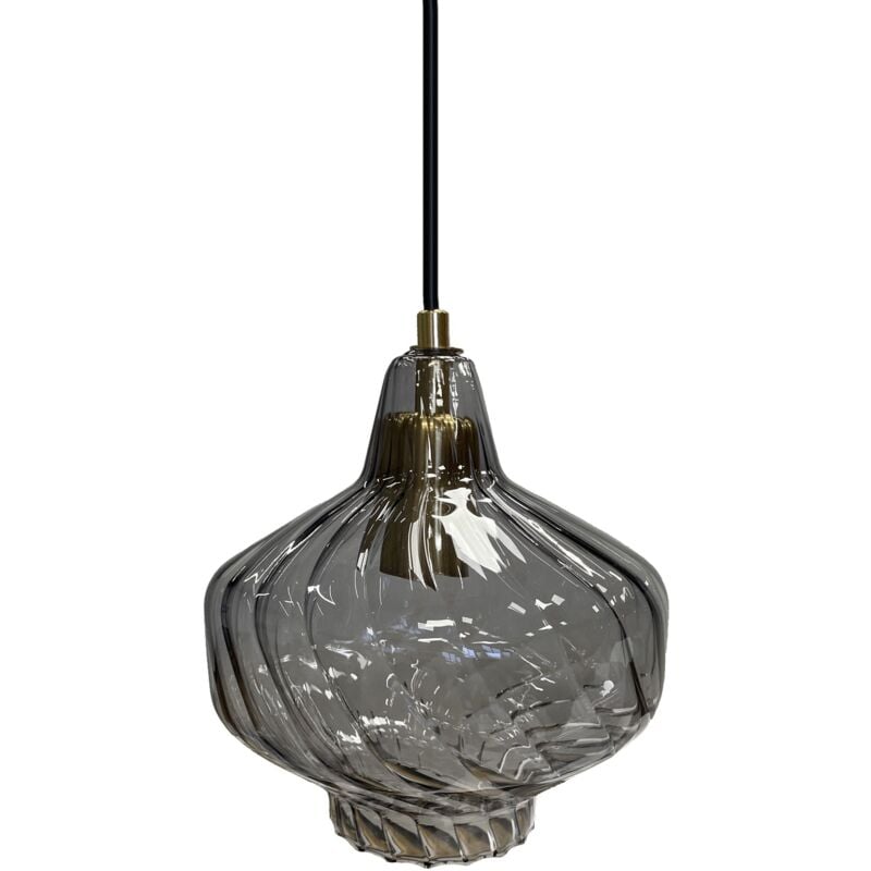 Toolight - lampe suspendue APP1122 métal - verre noir E27 1-POINT lumineux