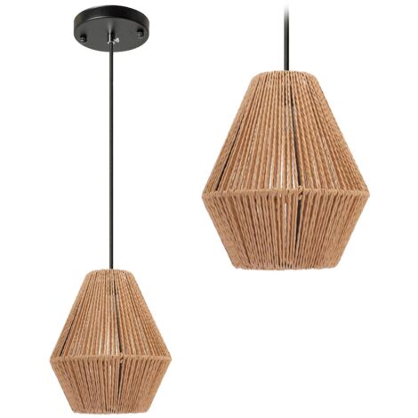 LAMPE SUSPENDUE APP1150-1W BRUN NOIR MÉTAL CORDE LED 60W