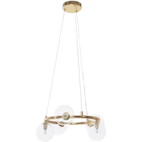 LAMPE SUSPENDUE APP1158-6CP OR MÉTAL VERRE BALLES G9 6-POINTS DE LUMIÈRE