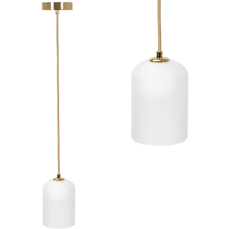 Toolight - lampe suspendue APP1169 cloche métal - verre blanc - or G9 1-POINT lumineux