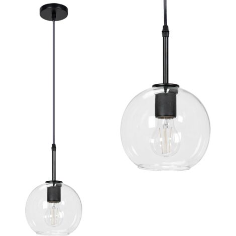 LAMPE SUSPENDUE APP1176-1CP NOIR MÉTAL VERRE BALLE E27 1-POINTS DE LUMIÈRE