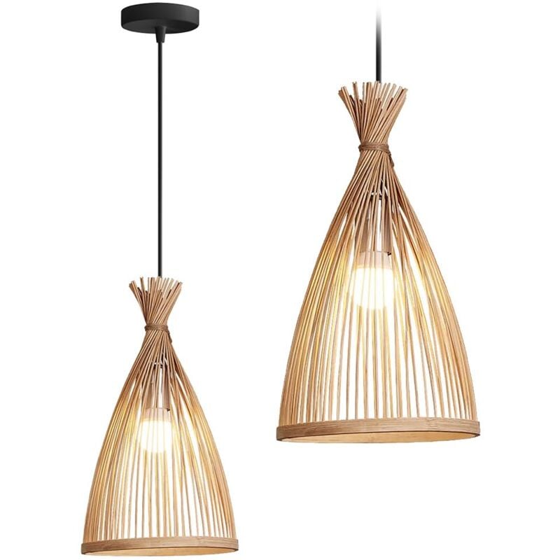 Toolight - lampe suspendue APP1185-1CP brun noir métal bambou led 60W