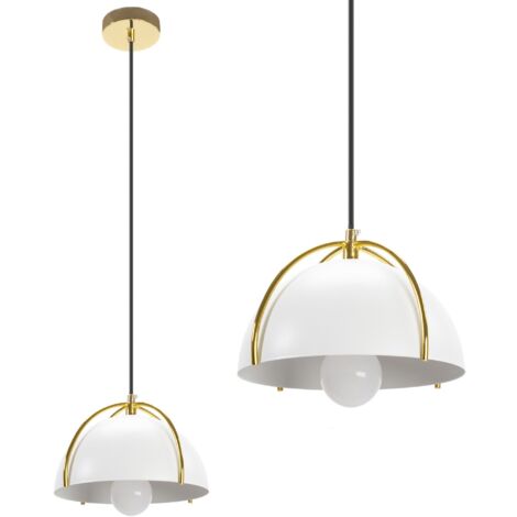 LAMPE SUSPENDUE APP1216 CLOCHE MÉTAL BLANC - OR E27 1-POINT LUMINEUX