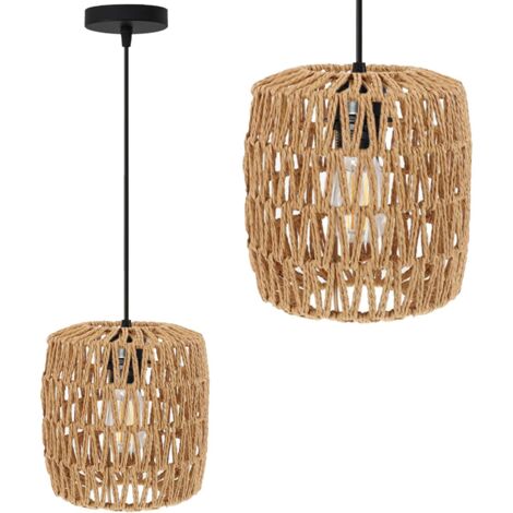 LAMPE SUSPENDUE APP1252-1CP NOIR BRUN MÉTAL CORDE LED 60W