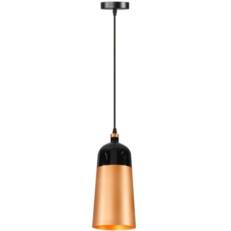 LAMPE SUSPENDUE APP196 FOX B CLOCHE MÉTAL NOIR - OR ROSE E27 1-POINT LUMINEUX