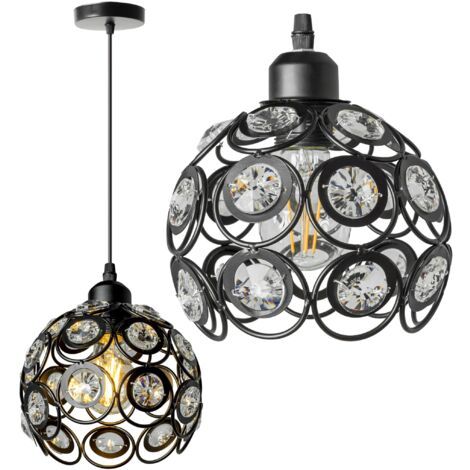 LAMPE SUSPENDUE APP206-1CP CRISTAL NOIR RONDE 1-POINTS DE LUMIÈRE E27 18X18X15-95CM REGLABLE