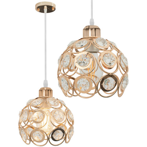 LAMPE SUSPENDUE APP208-1C CRISTAL OR RONDE 1-POINTS DE LUMIÈRE E27 18X18X15-95CM REGLABLE