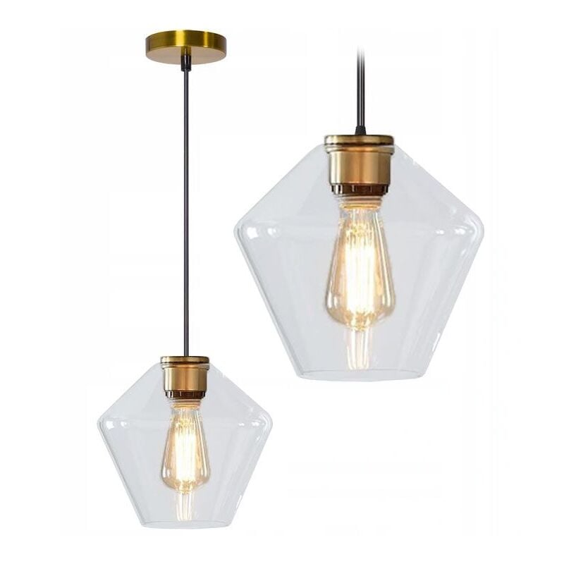 Lampe Suspendue App440-1cp Verre Transparent 1-Points De Lumière E27 23x23x23,5cm Reglable